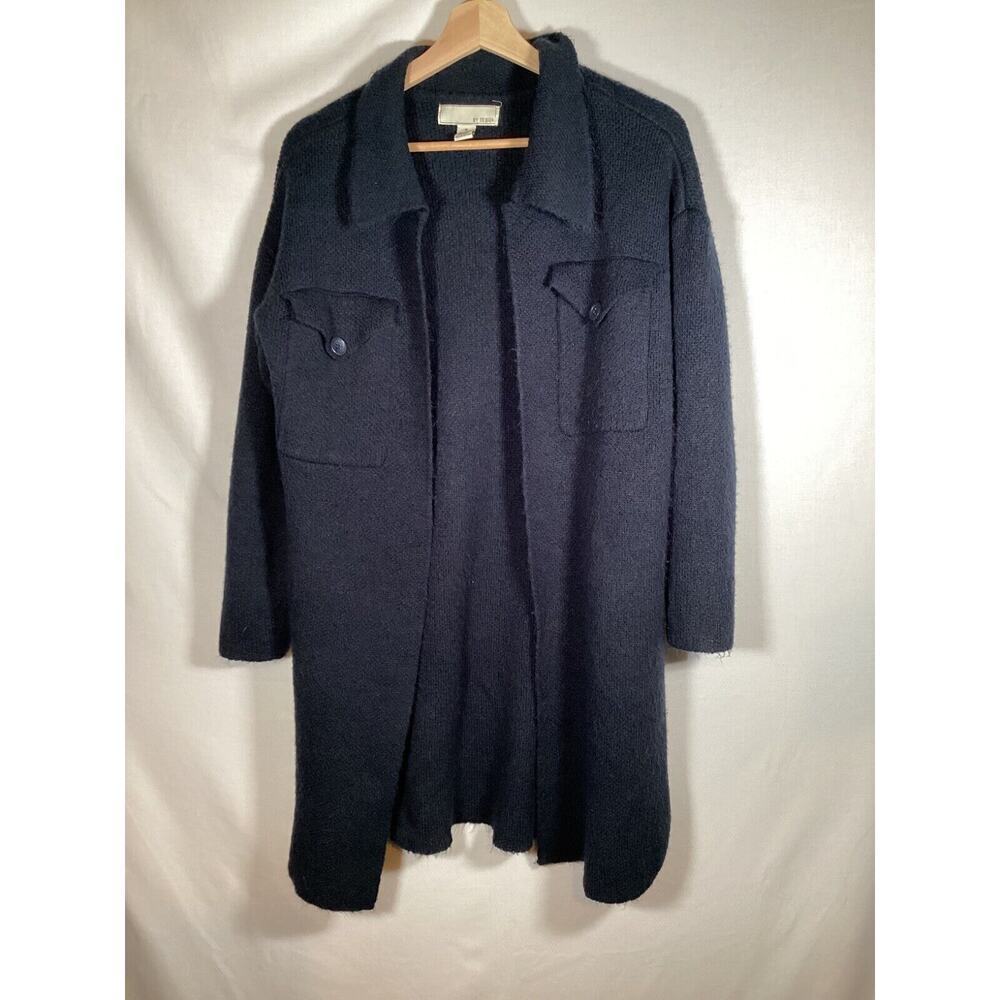 By Design Knit Long Cardigan Classic‎ Duster with pockets. Navy womens small